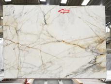 Suministro planchas pulidas 2 cm en mármol natural CALACATTA ORO 1761. Detalle imagen fotografías 