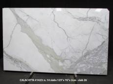 Suministro planchas pulidas 2 cm en mármol natural CALACATTA 1423M. Detalle imagen fotografías 